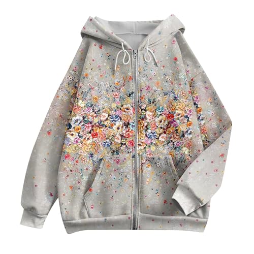 Zip Up Hoodie Women Casual Oversized Sweatshirts - Fall Fashion Fleece Lined Jacket - Thick Warm Coat Winter Clothing