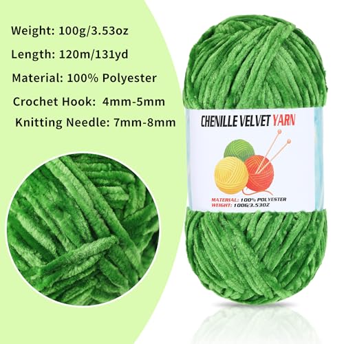 Image of Velvet Chenille Chunky Yarn, Handcrafts Weaving Soft Chenille Yarn for Crocheting Clearance, Used for Making Baby Yarn Blanket, Clothes, Knitting Creations (1 - Red)