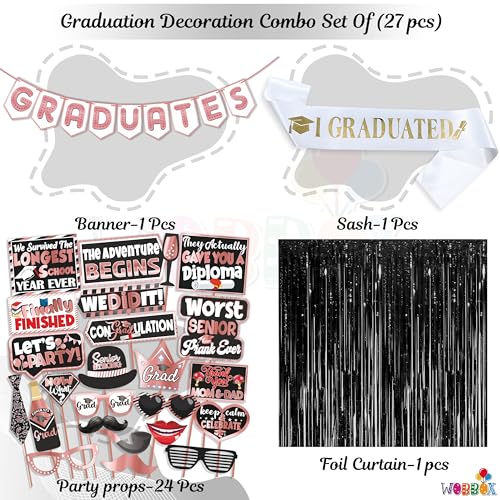 Image of Wobbox Graduation Props for Adults, Graduation Party Props, Happy Graduation Banner, Graduation Sash, Graduation Party Decorations Items (FP5054)