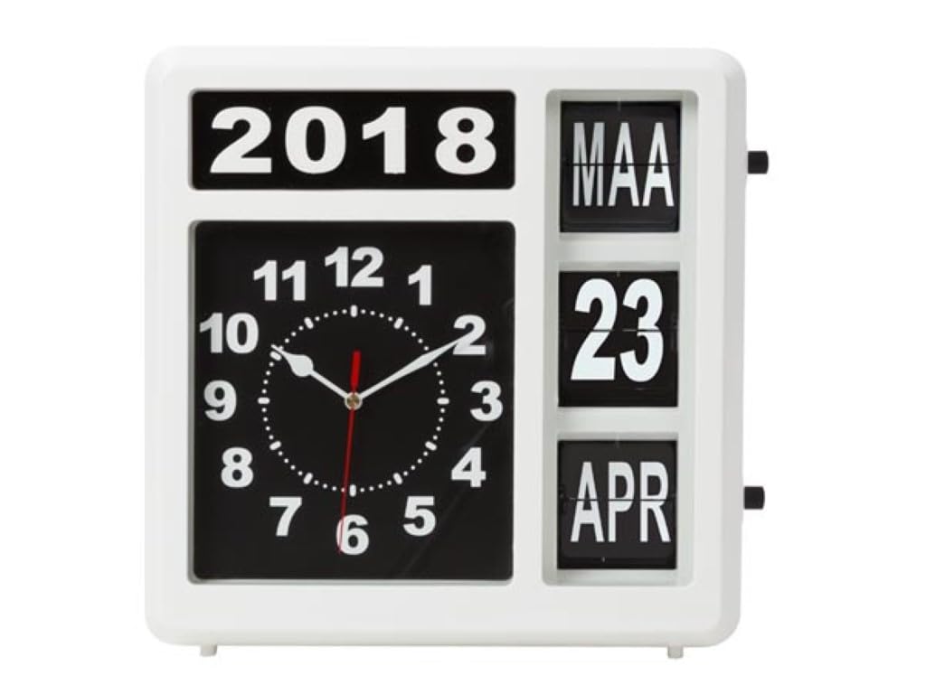 Perel Orologio a fogli mobili con calendario, quadrato, analogico, 31 x 31 cm, versione olandese