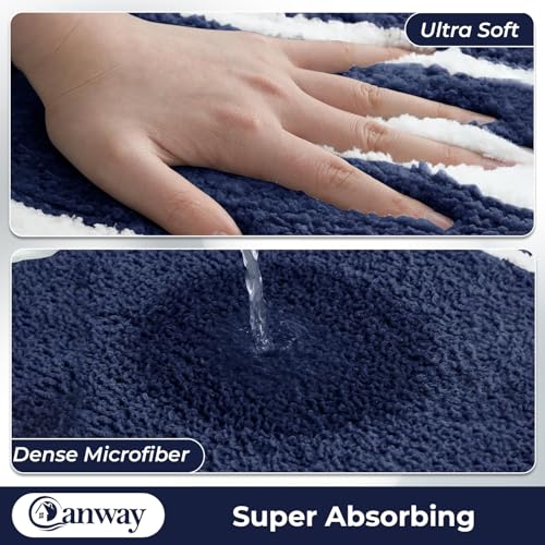 Image of CANWAY 1500 GSM |Pack of 2 | 60x40 cm| Microfiber Anti-Skid Bathroom Door Mat | Ultra Soft Plush & Super Absorbent | Quick-Dry, Washable Floor Rug for Bathroom & Door |Navy Blue