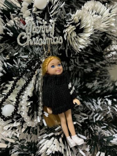 barbiドール チャーム バッグチャーム韓国トレンド黒ニット 約14cmのサムネイル