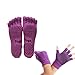 ThreeH Yoga Chaussettes et Gants Ensemble Non-slip pour Femmes Yoga Danse et Pilates avec Orteils Violet Taille4.5-7