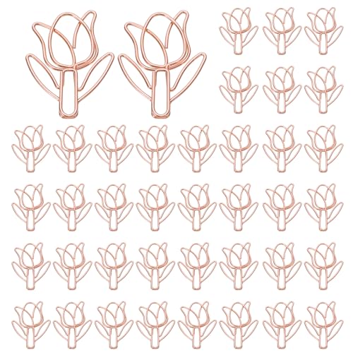 Trombones tulipe en métal pour décoration de mariage et papeterie créative or rose