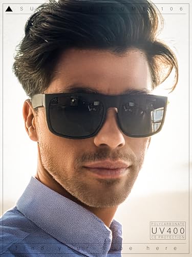 Mens Rectangular Matte Black Gangster Oversize Plastic Sport Sunglasses2