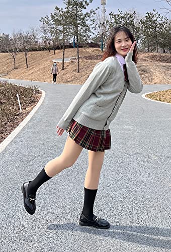 Image of jinghuiyue Women's Cardigan School Uniform Sweater V Neck Button Down Knit Cardigans Coat with Pockets