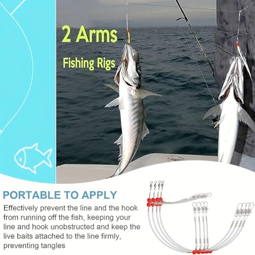 6-Pack de Líderes de Pesca con Mosquetones y Perlas, 90 lb miniatura 6