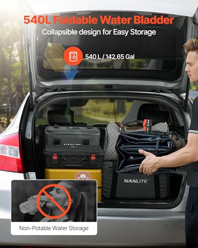 Image of VEVOR Water Storage Bladder, 142.7 Gallon (540L) Water Storage Container Tank, 1000D PVC Large Capacity Soft Bag Bladder, Collapsible Portable for Garden Irrigation, Camping, RV, Emergency Use - Black