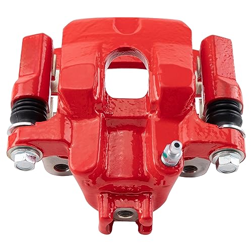 Image of TRQ Rear Left Brake Caliper w /Bracket Performance Red Drivers Side | For 2001-2006 Acura MDX 2003-2008 Honda Pilot