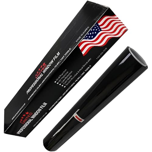 United Window Tint Universal Black 20% VLT 40" in (Width) x 100'Ft Standard Dyed 1Ply Film Black Color - Privacy Window Film for Car, Home, Blocks UV/IR Rays, Reduce Heat & Glare Adhesive Window Film