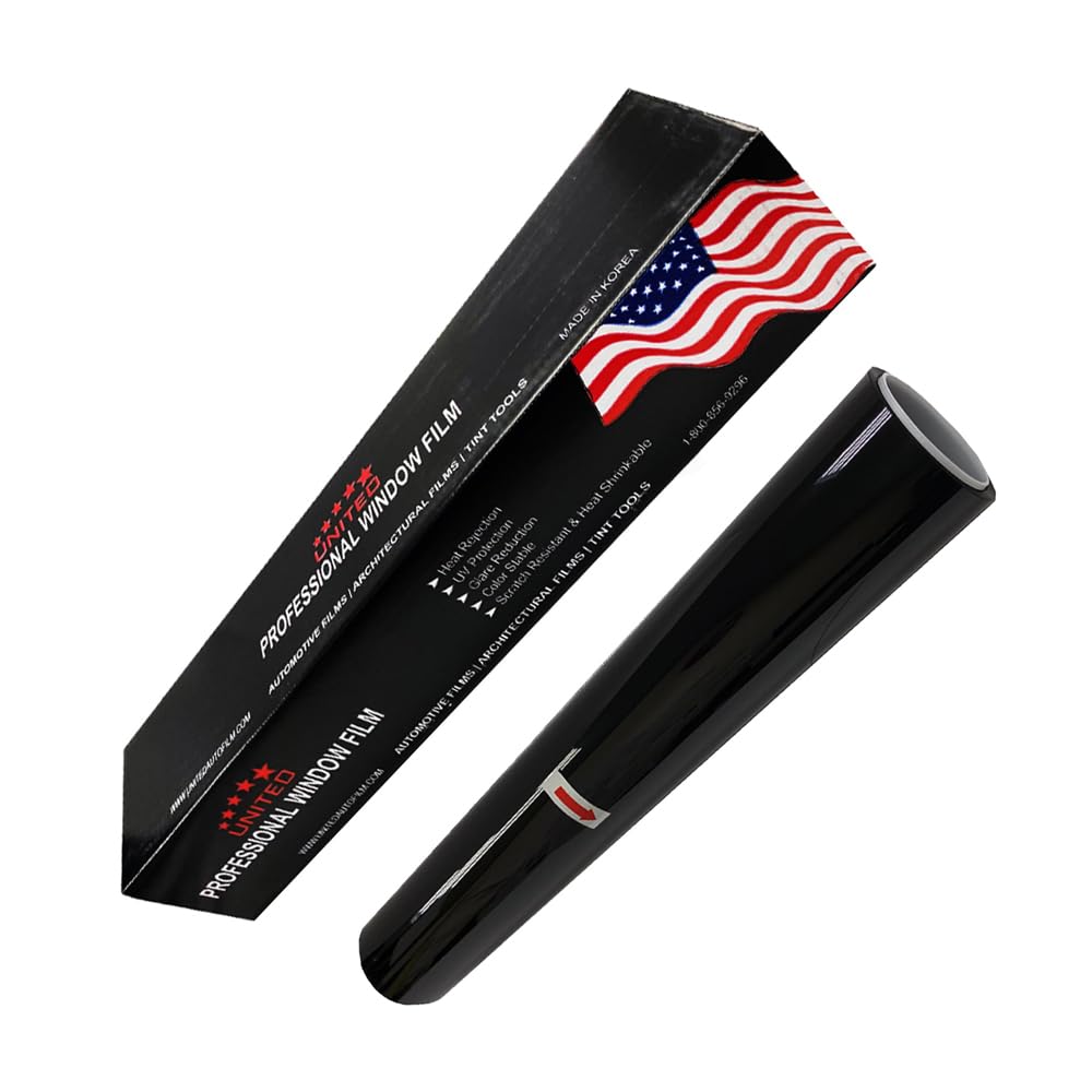 United Window Tint Universal Black 5% VLT 24" in x 100'Ft Standard Dyed 1Ply Film Black Color - Privacy Window Tint for Car, Home, Blocks UV/IR Rays, Reduce Heat & Glare - Adhesive Window Film