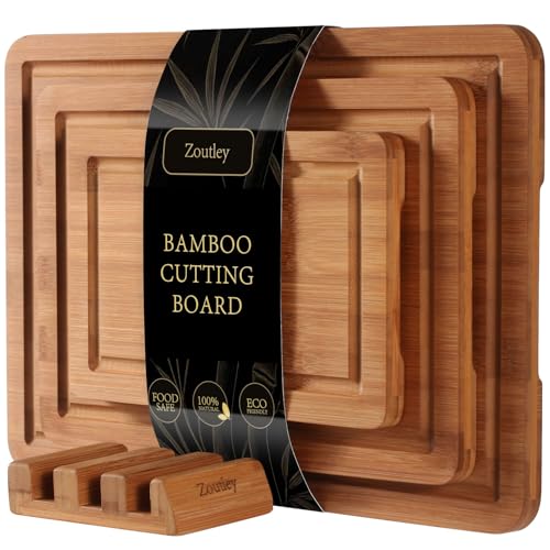 Zoutley 3-Piece Deep Carbonized Bamboo Cutting Board Set with Vertical