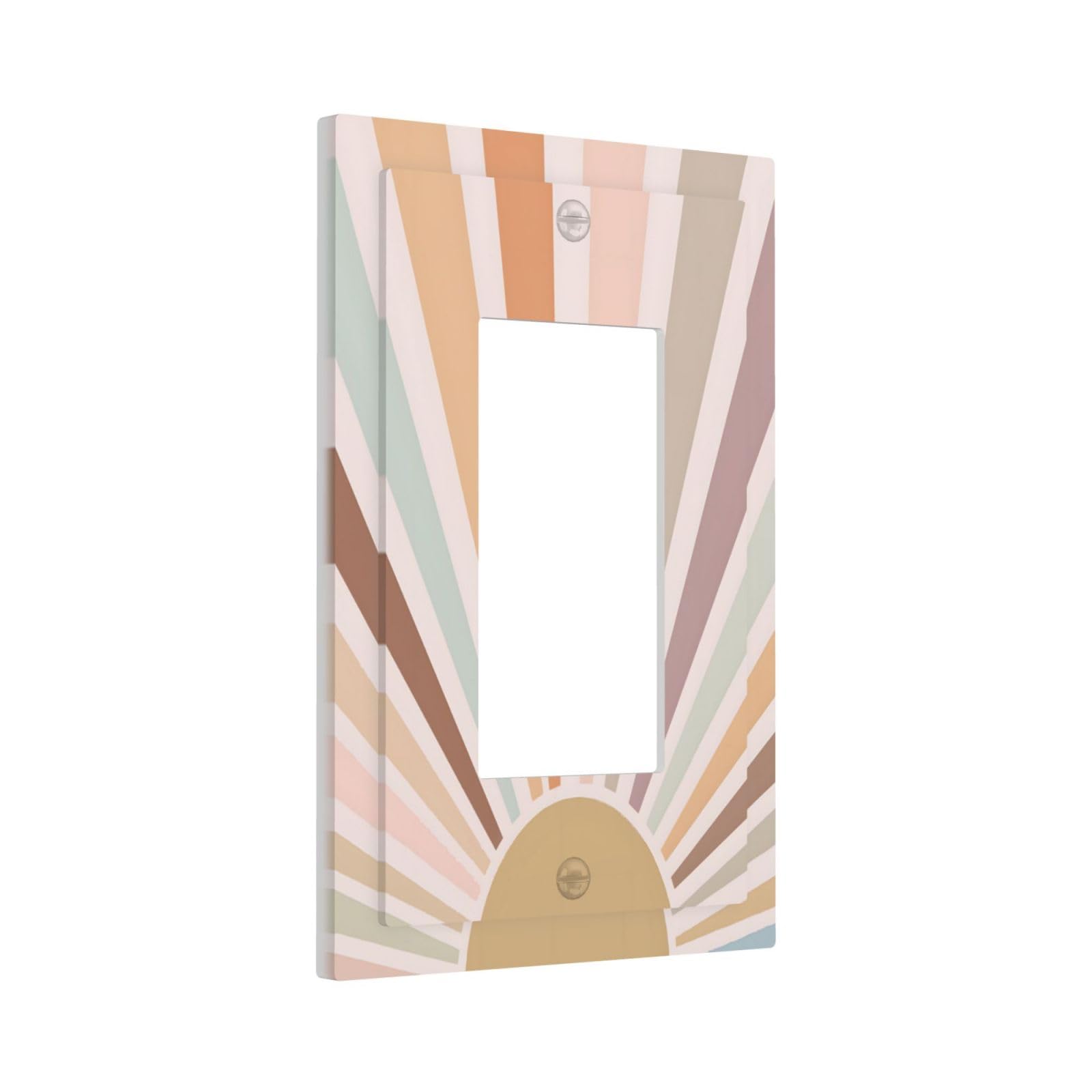 Copertura decorativa per interruttore della luce, stile bohémien, con sole, arcobaleno, retrò, arte astratta, alba e tramonto, 1 banda, per camera dei bambini, decorazione per camera da letto