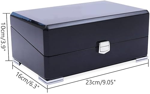 Miniatura 5 de NYW - Caja de madera negra de lujo vintage con diseño de cuadrícula caja de madera para regalo