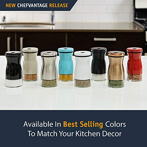 CHEFVANTAGE Salt and Pepper Shakers Set with Adjustable Pour Holes - Red - Thumbnail 3