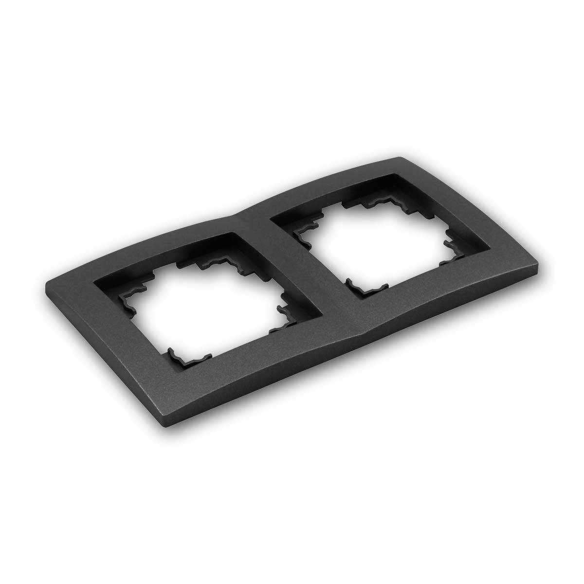 FLAIR Doppelsteckdose Anthrazit, 3er Pack, 250V/16A, Unterputz Mit Schraubanschluss