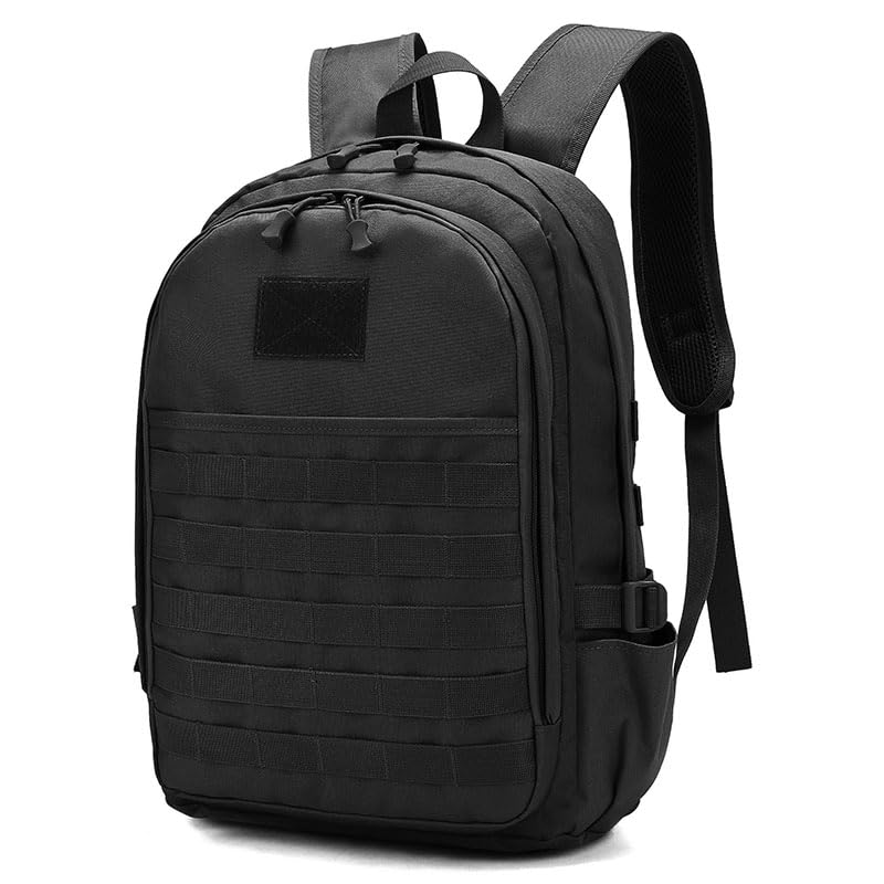 Camouflage Tactical Backpack Multi-function Men Women Army Camping Daypack Bug out Bag for Travel Hiking (Black)
