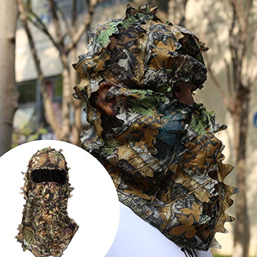 3D Blätter Camouflage Caps, Ghillie Hut Kopfbedeckung Jagd Balaclava Gesichtsmaske Camo Tactical Cap für Outdoor Sport Jagd Ghillie
