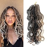 1Pack Boho Goddess Locs Crochet Hair 12 Inch, Mermaid Faux Locs Pre-looped Deep Wavy Curly Ends,...