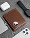 Mens Wallet with AirTag holder,Genuine Leather Bifold Wallets for Men RFID Blocking With 2 ID Window and 12 Cards Holders Gift Box (Coffee Brown)