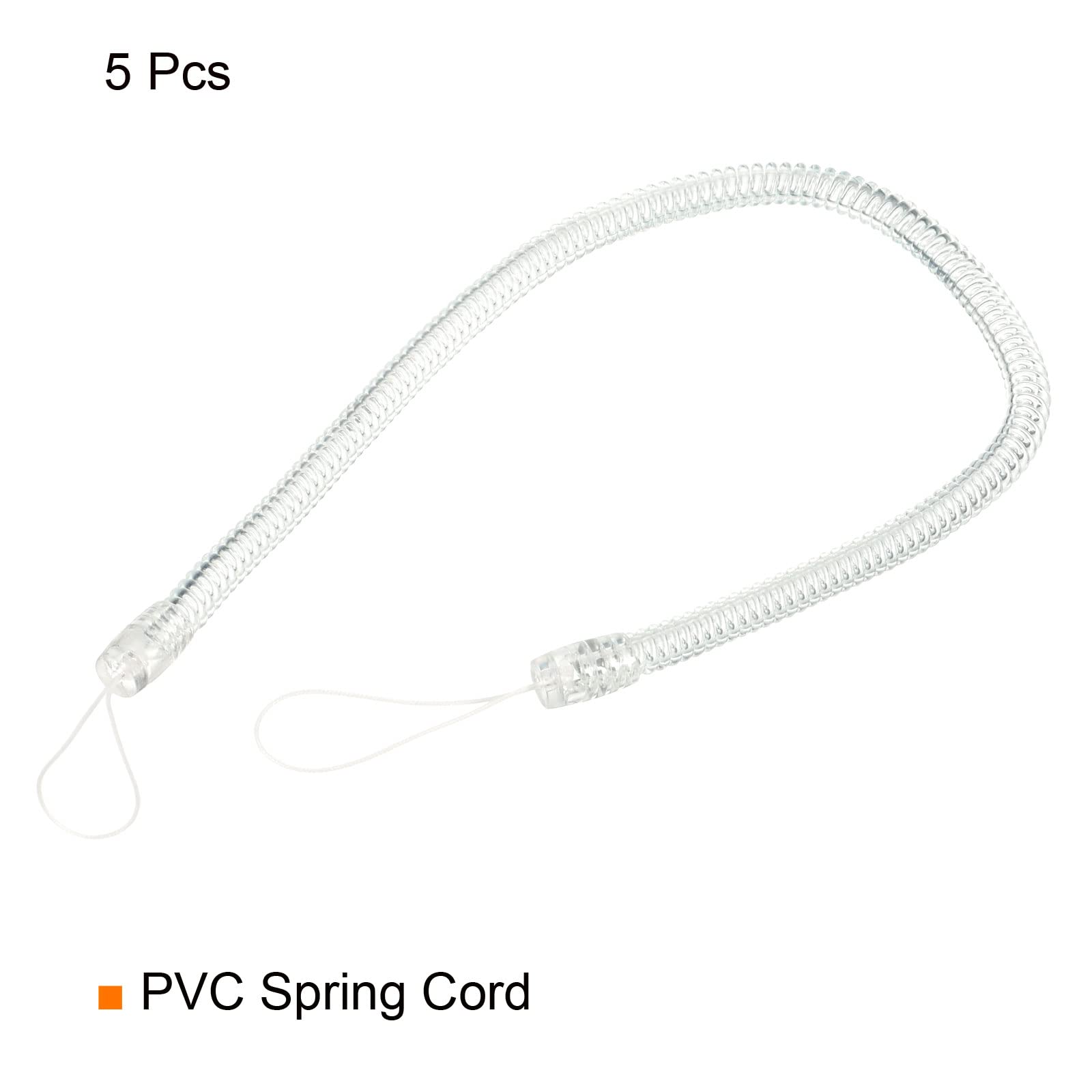 PATIKIL Retractable Spring Coil Strap 11", 5 Pack Plastic Spiral Stretchy Key Holder Stylus Lanyard Cord, Clear - Image 3