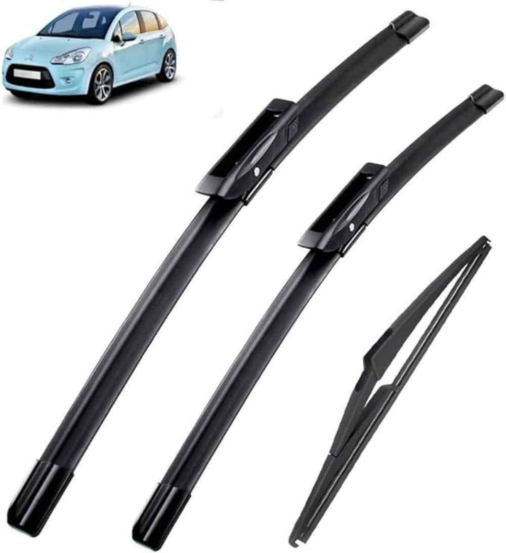 XYUASDGB Premium Exact Fit Windscreen Wiper Blades for Citroen C3 MK2 Hatchback 2009-2016 2015 Durable Natural Rubber Easy Fit for a Quiet and Streak Free Wipe