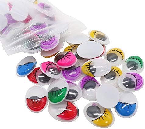 48pcs/pack 16x12mm Oval Design Mix Color Plastic Eyes with Eyelash Toy Doll Eyes