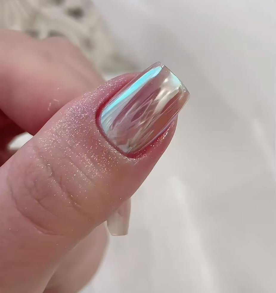 Moonlight Aurora Chrome Nail Powder, Unicorn Mermaid Iridescent Powder, Nail Art Glitter For DIY Home Salon Manicure Decoration (Moonlight Blue 【Robin's Egg Blue】1pc)