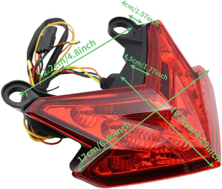 Motorcycle Red Amber LED Brake Tail Light, Motorcycle Rear Brake Stop Running Lamp Turn Signal Indicator, Compatible with Kawasaki Z800 Z125 2016-2021, ZX-6R 2013-2017, Smoked Lens