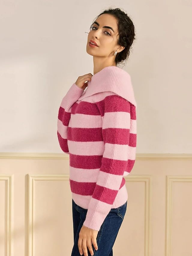 ADOR Womens Sweater Ribbed Knit Wool Blend Casual Regular Fit Off Shoulder Top4