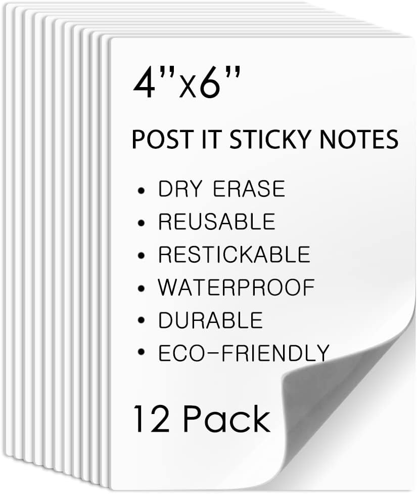 labphant Dry Erase Sticky Notes 10 Pack of 4x6 Inch