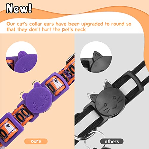 Image of Christmas Breakaway Cat Collars, Holiday Fall Winter Collar with Bell, Kitten Collar Adjustable Safety Buckle for Girl Boy Cats Dogs