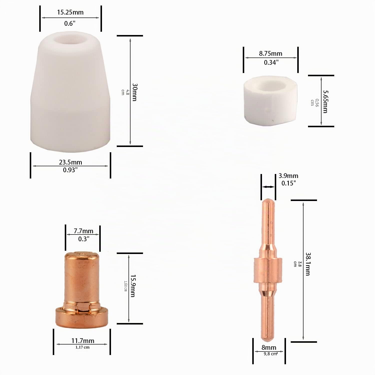 60 piezas PT-31 de boquilla de corte de plasma de aire extendido consumibles para CUT-40 CUT-50D CT-312