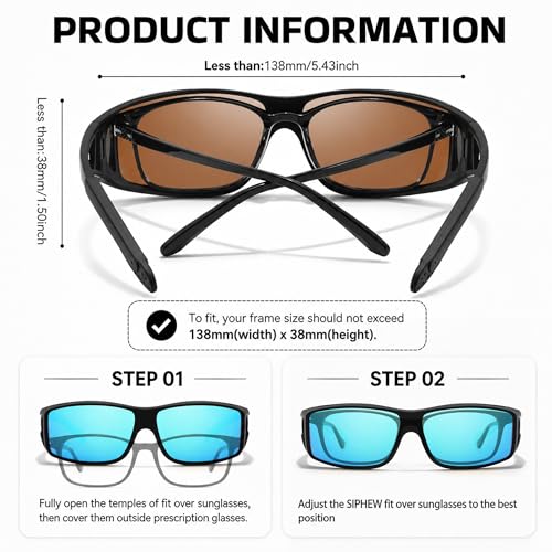 Image of SIPHEW Mirrored Sunglasses Polarized Fit Over Glasses for Men&Women