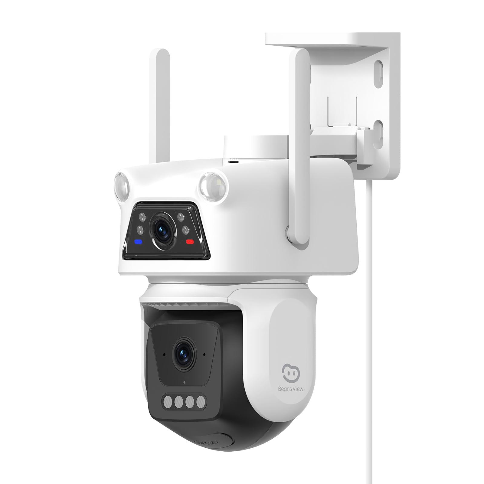 Caméra de sécurité extérieure 2K + 2K (3MP + 3MP), 2,4 GHz Wi-Fi, surveillance 360°, stockage 512 Go, suivi automatique,