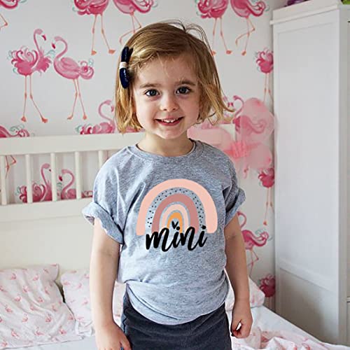 Image of Mama and Mini Rainbow Graphic Tees Mommy and Me Matching Shirts Tops Casual Short Sleeve Mother and Daughter T Shirt