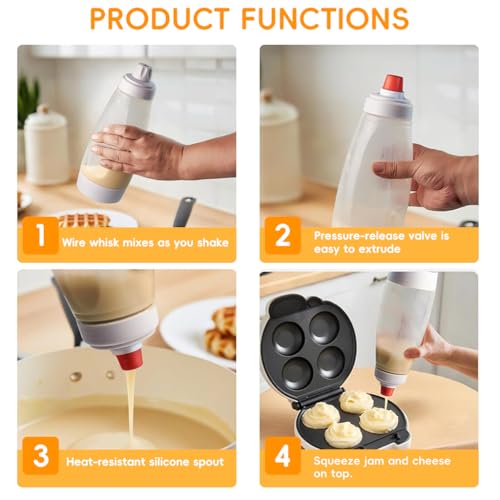 Image of HASTHIP Pancake Batter Dispenser with Blender Balls, Equipped with Silicone Spatula Pancake Mixer Bottle for Cupcakes, Pancakes, and Muffins
