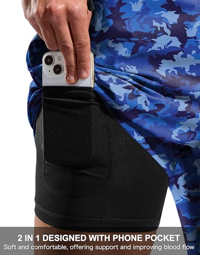 Image of G Gradual Mens Swim Trunks with Compression Liner 7 inch /9'' Quick Dry Board Shorts Swimsuit Bathing Suit for Men Zipper Pockets
