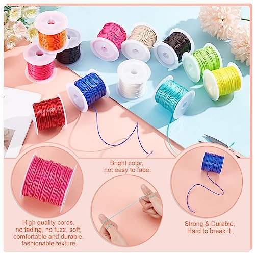 Ph Pandahall 12 Rolls 1Mm Waxed Polyester Cord Thread 10.9 Yards/Roll 12 Colors Beading String For Bracelets Necklaces Waist Beads Jewelry Making Macrame Supplies #TOP3