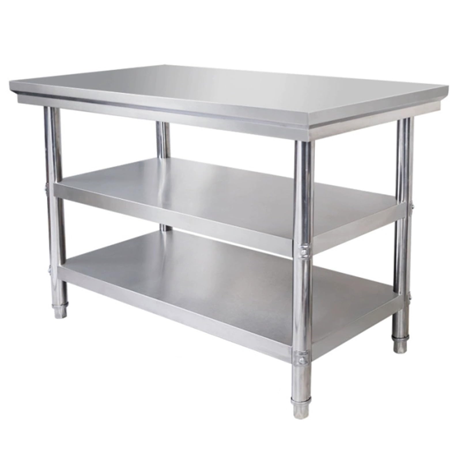 Banco de Trabajo de Acero Inoxidable, Mesa de Preparación de Cocina, Estante de Almacenamiento Abierto Multifuncional, Diseño de Estructura Triangular, Tabla de Cortar Resistente Y Estable, M