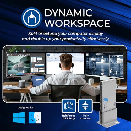 Image of OREI DisplayLink Triple Monitor Docking Station - 4K@60Hz with 100W PD | 3x 4K@60hz Multi Monitor - 6x USB, Ethernet, SD /TF, 100W PD, Audio /Mic - Laptop Docking station with MacOS /Windows support