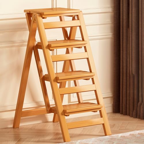 Taburete plegable de madera con diseño antideslizante para cocina, cafetería, armario y cama