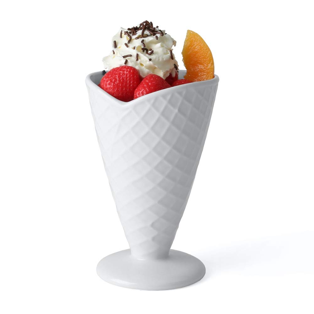 Coupe à glace 16 cm Holst Porcelaine Il 001 gaufré blanc pour desserts