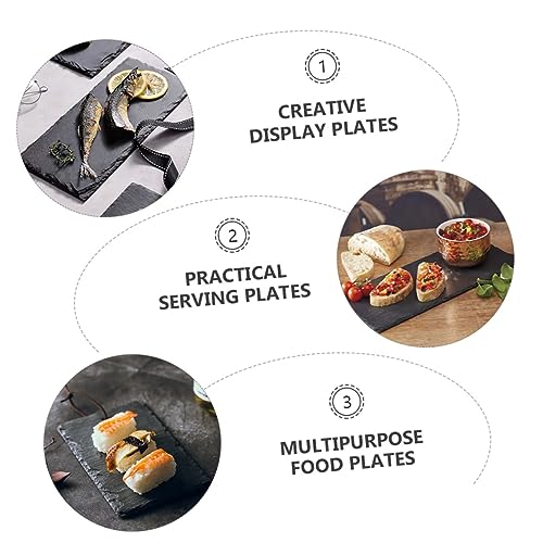Platos para sushi y postre con diseño negro PRETYZOOM miniatura 2