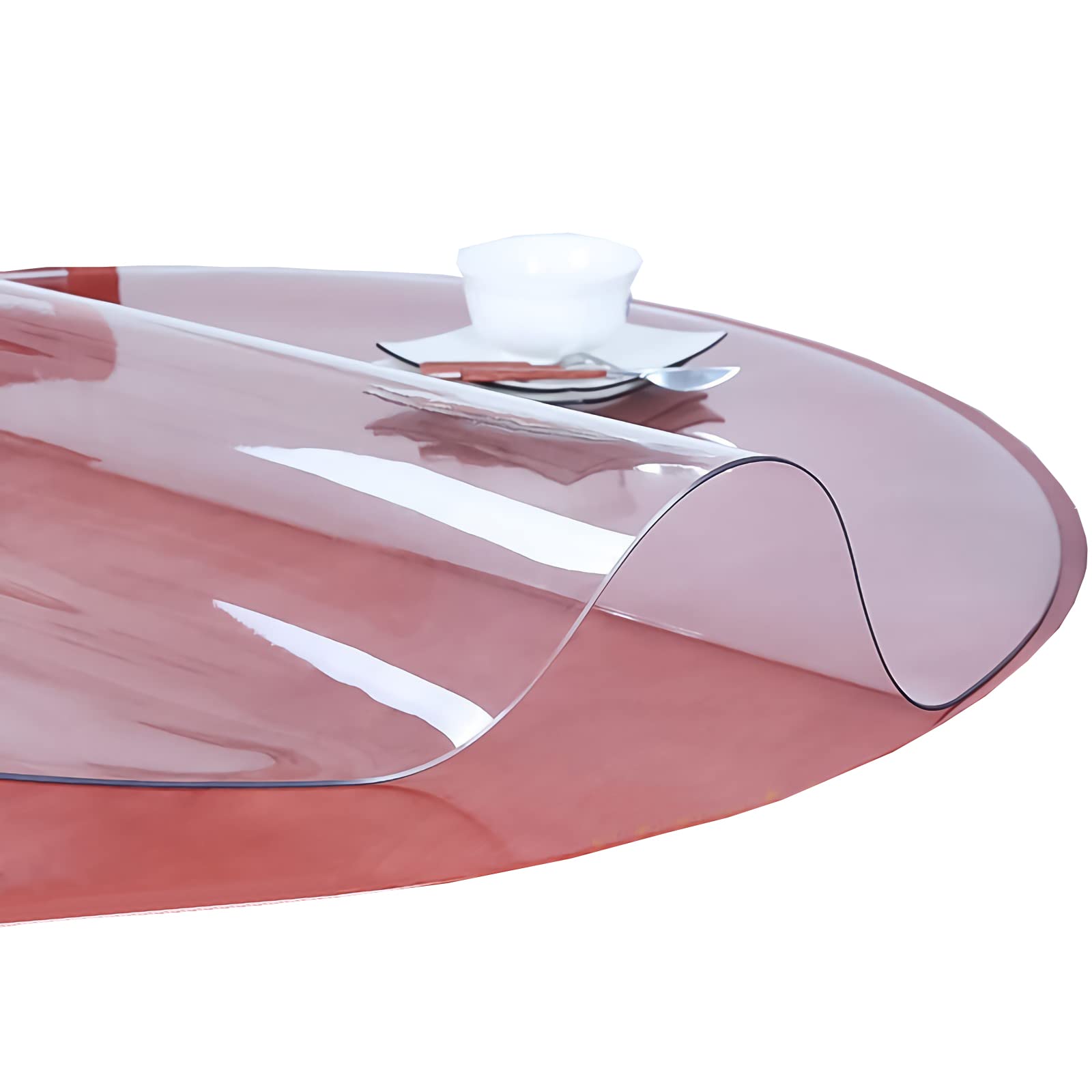VISZC Tablecloth Transparent Crystal Clear PVC Film 2 mm Round Polished 145 cm Diameter Table Runner Table Protector Washable Protective Film Table Film Waterproof