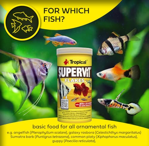 Tropical Supervit Premium Hauptfutter, Flockenfutter für alle Zierfische, 1er Pack (1 x 1 l)
