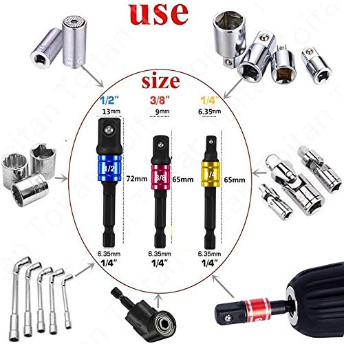 105 Degree Right Angle Drill Attachment Bit Extension Drive Drill Bit Set Power Socket Screwdriver Set,Impact Grade Driver Sockets Adapter Extension Set Drill Bit,90 Degree Drill Attachment