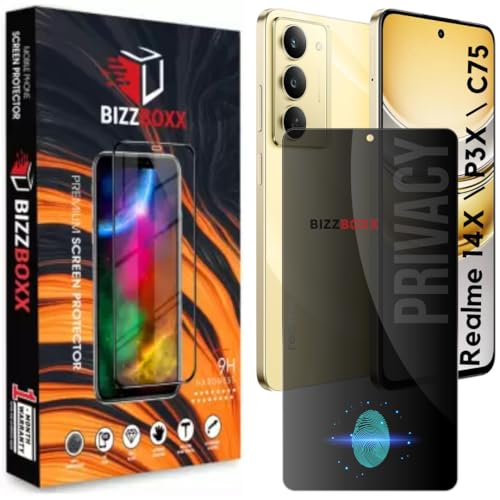 Image of Compatible With realme P3x 5G | realme 14x Privacy Screen Protector - Anti-Spy Tempered Glass, Fingerprint May Not Work, Privacy in Public Spaces (P3X, 14X - 6.72 Inch) - Pack of 1