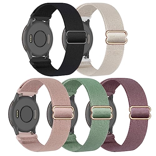 Kollody 5 Pack Nylon Watch Bands Compatible with Garmin Venu 3/2/Venu 4(45mm) Forerunner 265/255(46mm)/570-47mm/Vivoactive 4(45mm) 22mm Soft Stretchy Sport Replacement Strap for Amazfit Bip 6/5