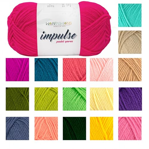 Image of WOAFashions Impulse Hand Knitting & Crochet Yarn, Premium Acrylic, 4 : Medium (Poppy Fuchsia) (4x100gms / 14.1oz)